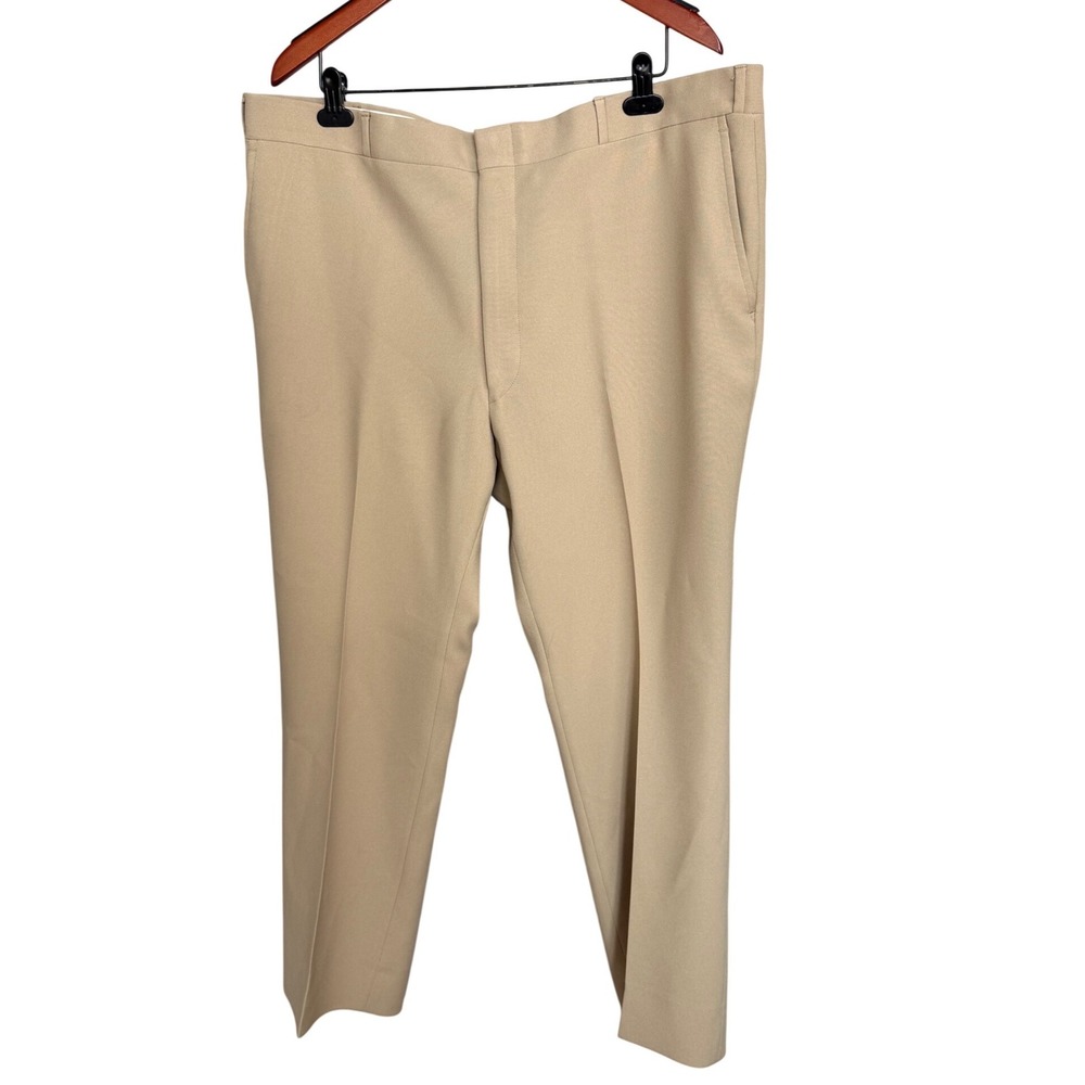 Perma-Prest Classic Collection Dress Pants Mens 42x30 Tan Polyester Straight Leg